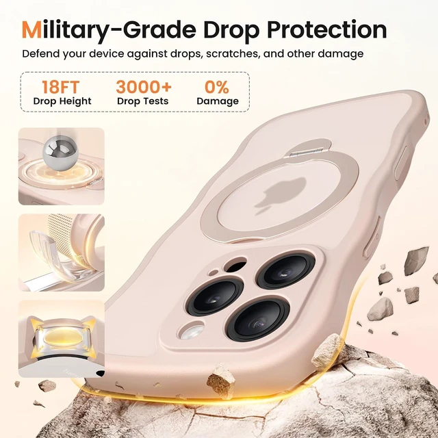 Alt view image 7 of 7 - for iPhone 16 Pro Max Case with Magnetic Stand, Rose Gold
