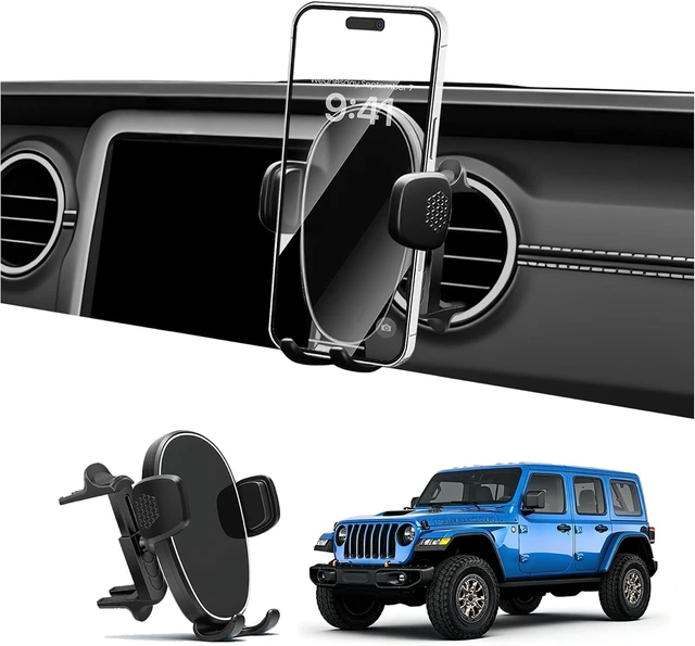 Main image of Phone Holder for Jeep Wrangler (2007-2025 2026) / Gladiator (2020-2022 2023), Car Phone Mount for Round Vent - 360° Rotatable & Adjustable - Hands Free Cellphone Automobile Cradle, Car Accessories
