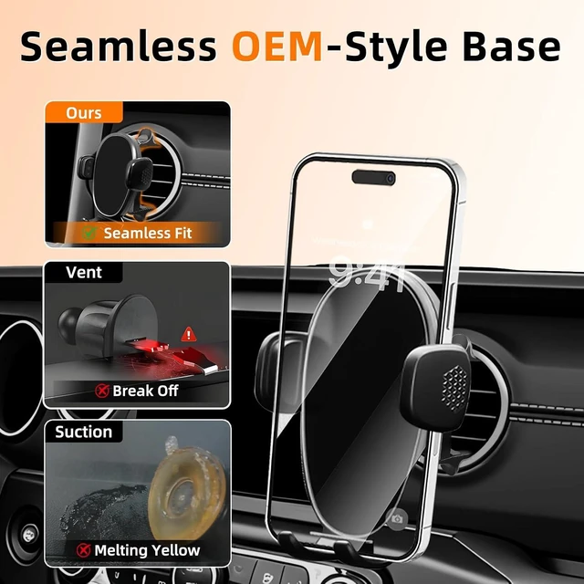 Alt view image 3 of 7 - Phone Holder for Jeep Wrangler (2007-2025 2026) / Gladiator (2020-2022 2023), Car Phone Mount for Round Vent - 360° Rotatable & Adjustable - Hands Free Cellphone Automobile Cradle, Car Accessories