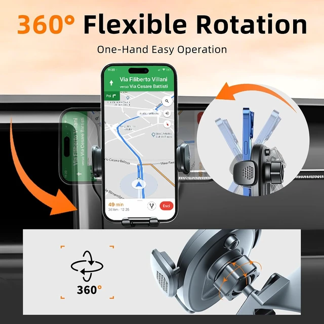 Alt view image 4 of 7 - Phone Holder for Jeep Wrangler (2007-2025 2026) / Gladiator (2020-2022 2023), Car Phone Mount for Round Vent - 360° Rotatable & Adjustable - Hands Free Cellphone Automobile Cradle, Car Accessories