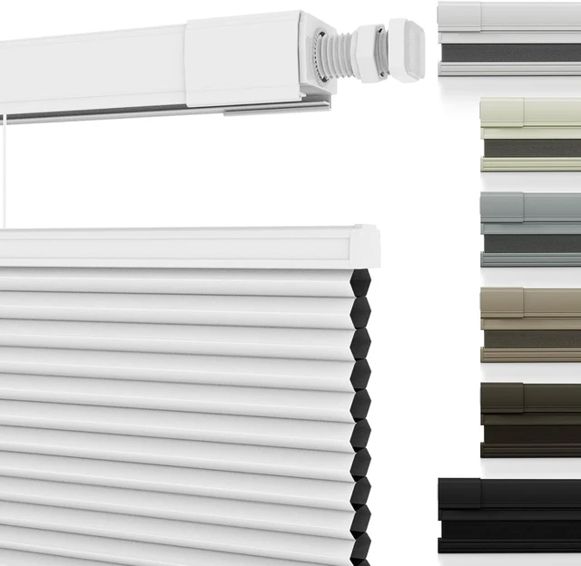 Main image of No Drill Custom Top Down Bottom Up Cellular Shades, No Tools Custom Blackout Window Shades for Home,Thermal Insulation Room Darkening Honeycomb Blinds for Bedroom,Office,Living Room