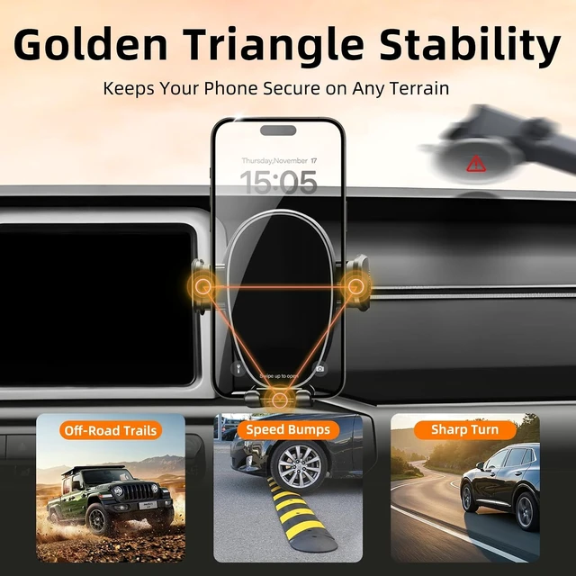 Alt view image 5 of 7 - Phone Holder for Jeep Wrangler (2007-2025 2026) / Gladiator (2020-2022 2023), Car Phone Mount for Round Vent - 360° Rotatable & Adjustable - Hands Free Cellphone Automobile Cradle, Car Accessories