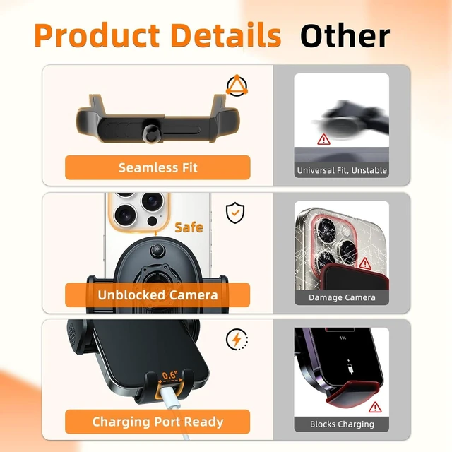 Alt view image 6 of 7 - Phone Holder for Jeep Wrangler (2007-2025 2026) / Gladiator (2020-2022 2023), Car Phone Mount for Round Vent - 360° Rotatable & Adjustable - Hands Free Cellphone Automobile Cradle, Car Accessories