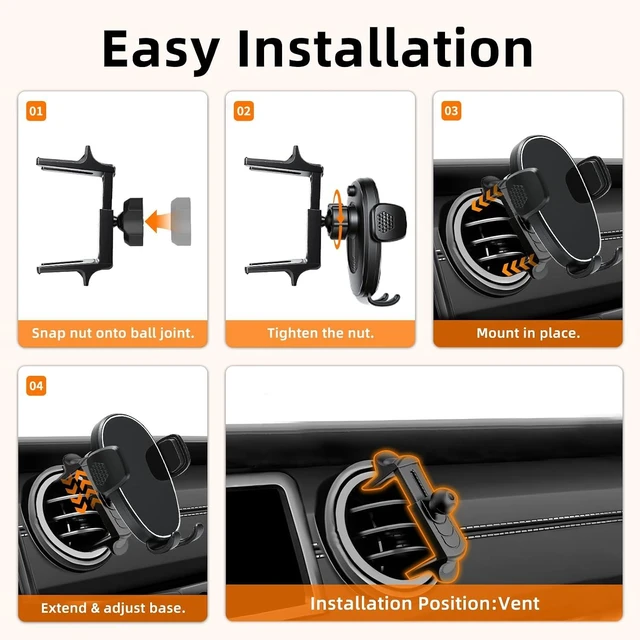 Alt view image 7 of 7 - Phone Holder for Jeep Wrangler (2007-2025 2026) / Gladiator (2020-2022 2023), Car Phone Mount for Round Vent - 360° Rotatable & Adjustable - Hands Free Cellphone Automobile Cradle, Car Accessories