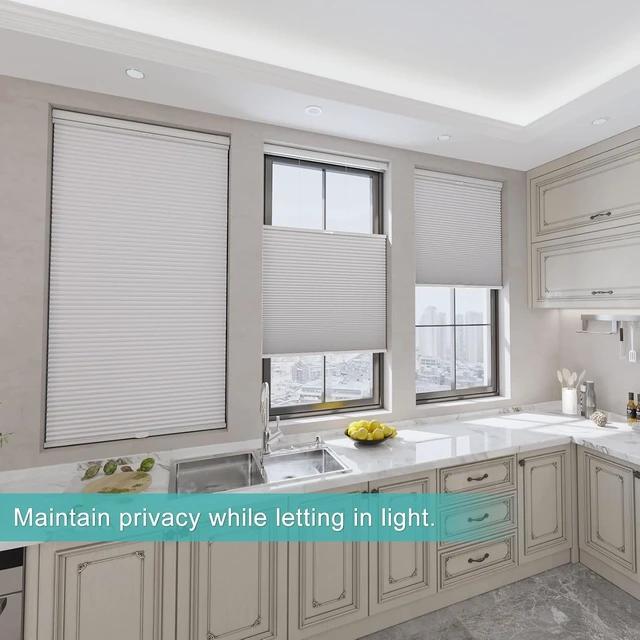 Alt view image 3 of 7 - No Drill Custom Top Down Bottom Up Cellular Shades, No Tools Custom Blackout Window Shades for Home,Thermal Insulation Room Darkening Honeycomb Blinds for Bedroom,Office,Living Room