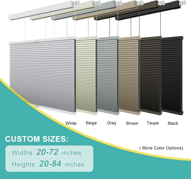 Alt view image 7 of 7 - No Drill Custom Top Down Bottom Up Cellular Shades, No Tools Custom Blackout Window Shades for Home,Thermal Insulation Room Darkening Honeycomb Blinds for Bedroom,Office,Living Room