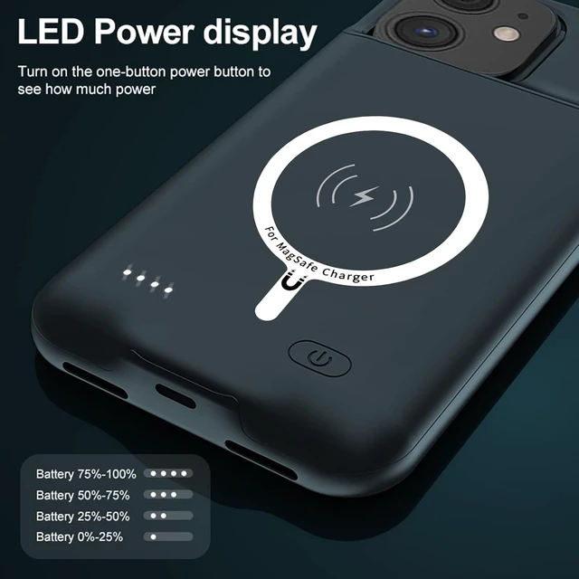 Alt view image 3 of 7 - Battery Case for iPhone 11, Upgraded 10000mAh High-Capacity Protective Rechargeable Extended Battery Charger Cover Compatible with iPhone 11 (6.1 inch) Wireless Charging Case Support Carplay - Black