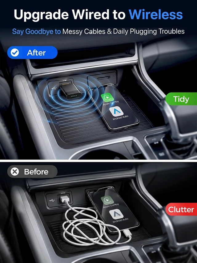 Alt view image 2 of 7 - Wireless CarPlay Adapter for iPhone & Android Auto USB Car Dongle