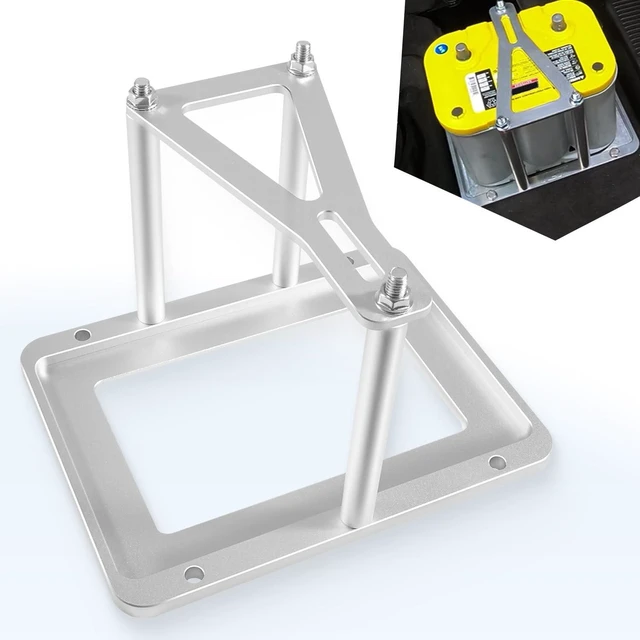 Main image of Universal Battery Tray Hold Down Trunk Relocation Box - Billet Aluminum Battery Mount Compatible with Optima Race Racing Mount Red/Yellow/Blue Top 34, 34/78, D34, D34/78, 34M, D34M