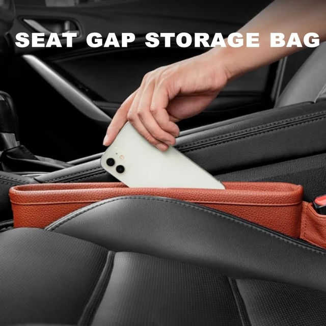 Alt view image 3 of 7 - Car Seat Pockets PU Leather Car Console Side Organizer Seat Catcher Holders Compatible with Phone Key Wallet Phone Sunglasses 2 Pack (Beige)