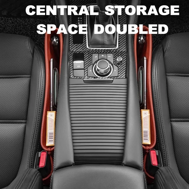 Alt view image 5 of 7 - Car Seat Pockets PU Leather Car Console Side Organizer Seat Catcher Holders Compatible with Phone Key Wallet Phone Sunglasses 2 Pack (Beige)