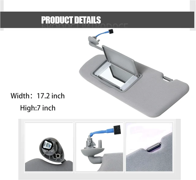 Alt view image 4 of 7 - Driver Left Side Sun Visor for Honda CRV 2017-2022 Sunshade Gray