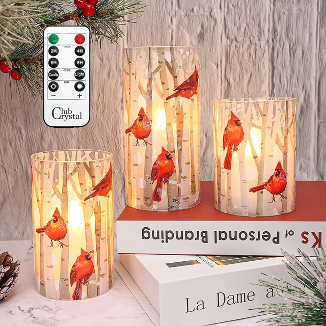Alt view image 2 of 7 - Christmas Flameless Candles with Remote, Cardinal Theme