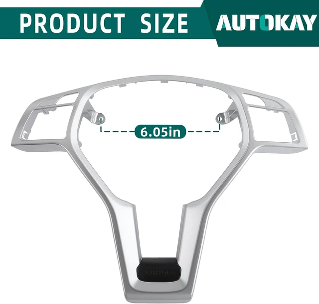 Alt view image 2 of 7 - Silver Steering Wheel Trim Cover for Mercedes W204 W212 C E CLA 12-14 AMG Style Silver