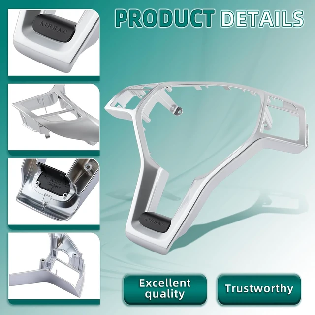 Alt view image 3 of 7 - Silver Steering Wheel Trim Cover for Mercedes W204 W212 C E CLA 12-14 AMG Style Silver