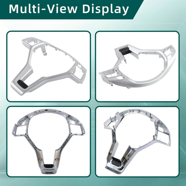 Alt view image 5 of 7 - Silver Steering Wheel Trim Cover for Mercedes W204 W212 C E CLA 12-14 AMG Style Silver