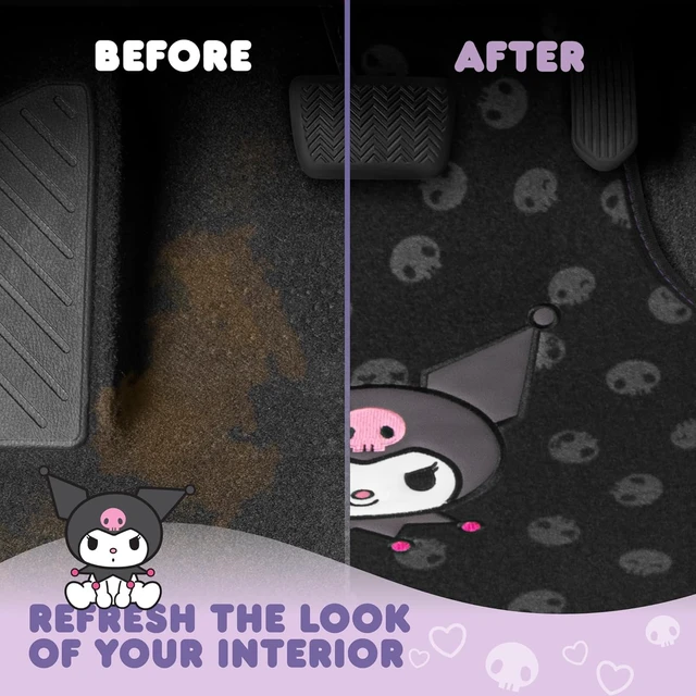 Alt view image 2 of 7 - Kuromi Carpet Car Floor Mats - Universal Fit for Cars, SUVs & Trucks - Black with Kuromi Print & Purple, Pink Accents - Front & Rear Set, 4 Piece