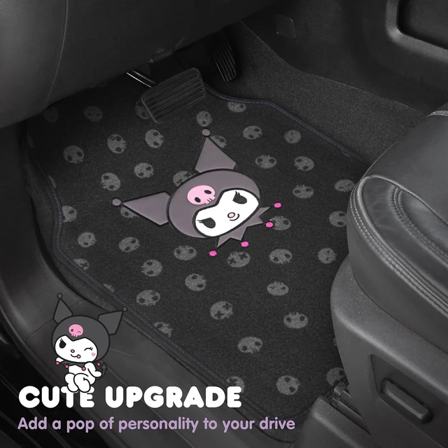 Alt view image 5 of 7 - Kuromi Carpet Car Floor Mats - Universal Fit for Cars, SUVs & Trucks - Black with Kuromi Print & Purple, Pink Accents - Front & Rear Set, 4 Piece