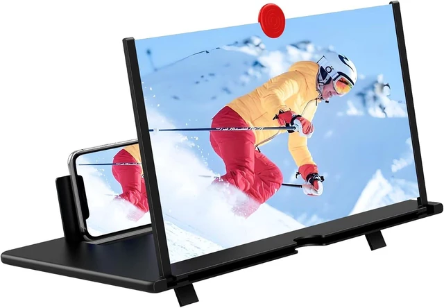 Main image of 16" Screen Magnifier,3D HD Mobile Phone Magnifier Projector Screen Enlarger for Movies, Videos, and Gaming,Foldable Cell Phone Stand with Screen Amplifier,Gifts for Mom Dad(Black, 16inch)