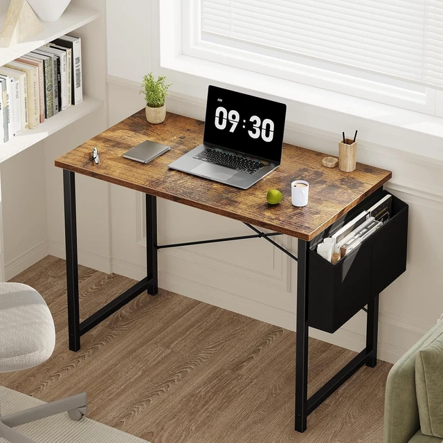 Alt view image 2 of 7 - 40" Small Computer Desk Home Office Desk, Gaming Desks, Brown