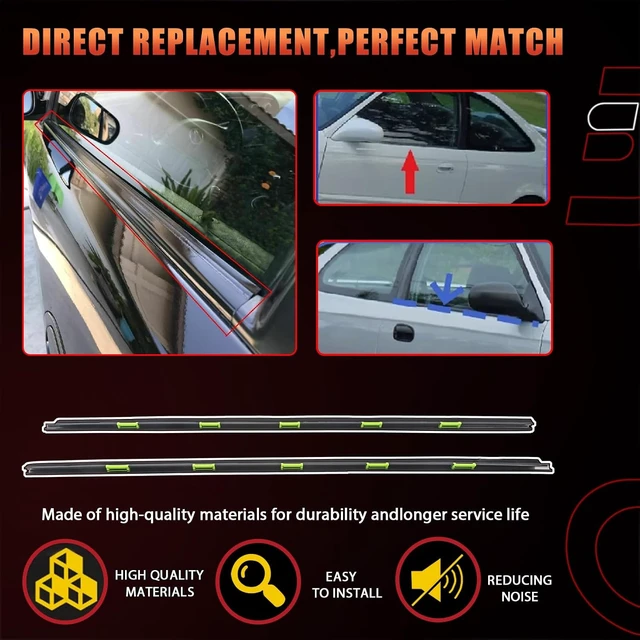 Alt view image 4 of 6 - Window Weather Molding Trim, Driver Passenger Side, Glass Seal Strip