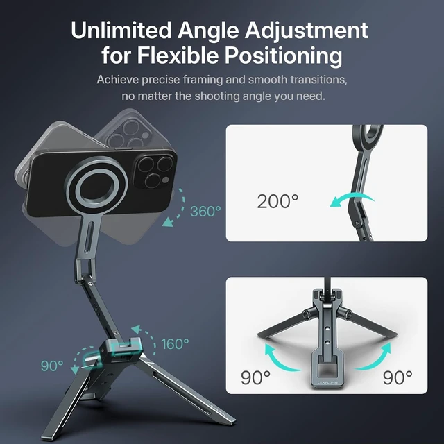 Alt view image 6 of 7 - Magnetic iPad Tripod Stand Universal for Galaxy Tab A9+ & iPhone 17-12 Series