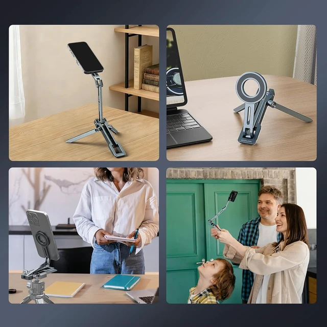 Alt view image 7 of 7 - Magnetic iPad Tripod Stand Universal for Galaxy Tab A9+ & iPhone 17-12 Series