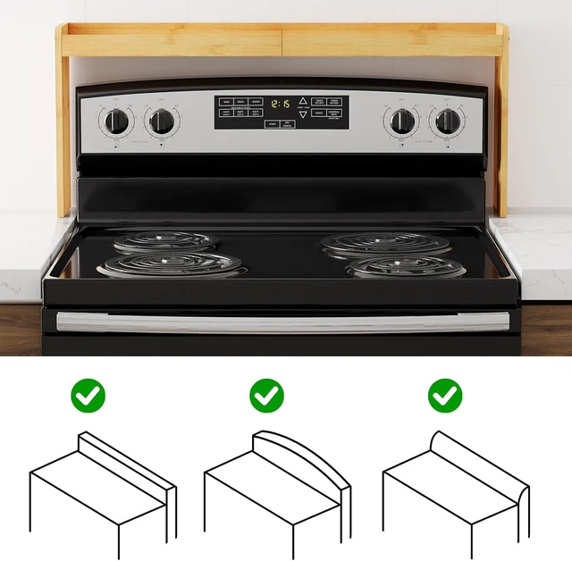 Alt view image 4 of 7 - Bamboo Over the Stove Spice Holder Shelf, 31.5" Kitchen Organizer Stove Spice Top Rack, 11.6" Height Countertop Storage, Over Oven Back Sink Organization Shelf, Natural