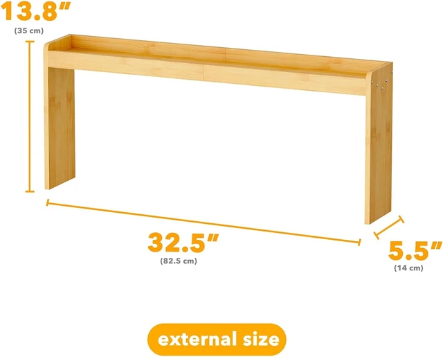 Alt view image 7 of 7 - Bamboo Over the Stove Spice Holder Shelf, 31.5" Kitchen Organizer Stove Spice Top Rack, 11.6" Height Countertop Storage, Over Oven Back Sink Organization Shelf, Natural