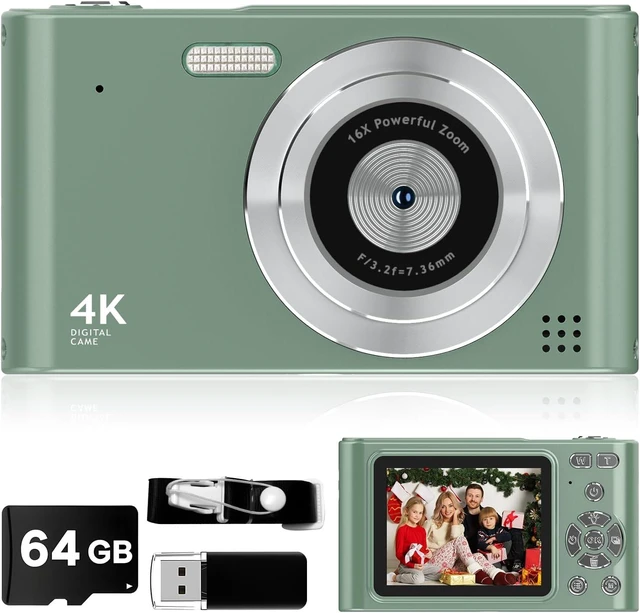 Main image of Digital Camera - 1080P Vlog Camera for Teens with 64GB TF Card, 44MP Compact, 16X Zoom Anti-Shake Small Cameras Christmas Birthday Gifts for Boys Girls
