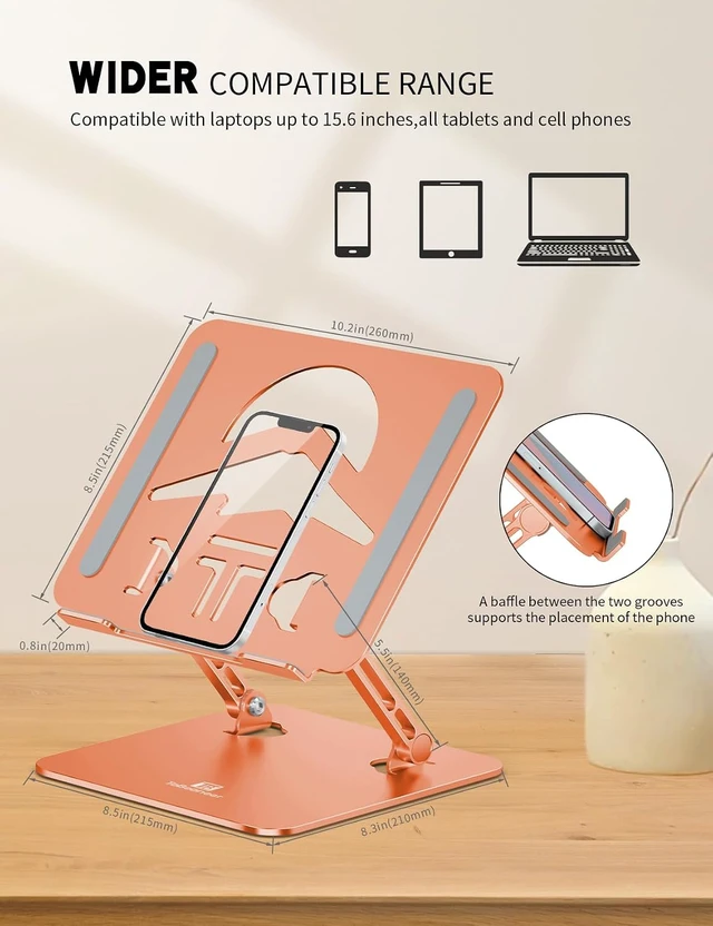 Alt view image 6 of 7 - Z-Shaped Laptop Stand for Desk Fits 10"-16" Notebook, Orange