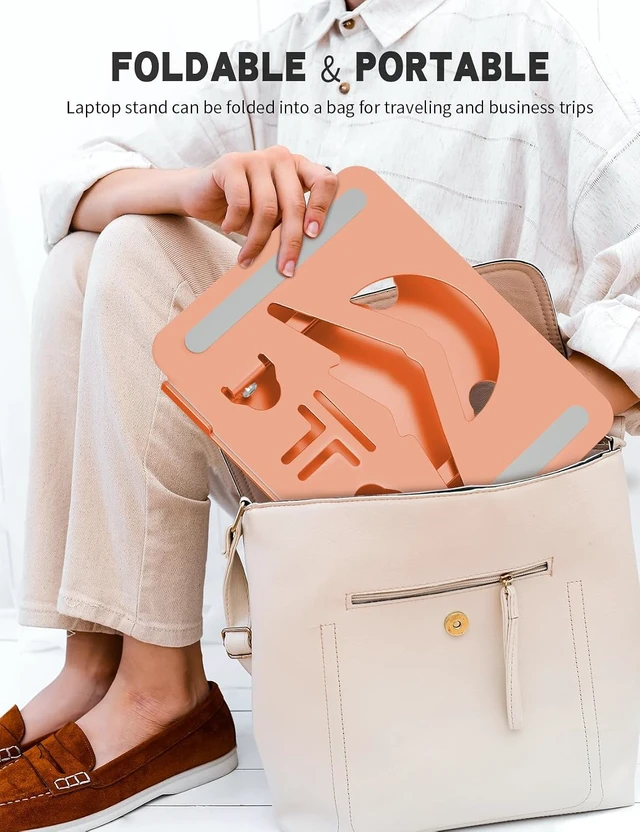 Alt view image 7 of 7 - Z-Shaped Laptop Stand for Desk Fits 10"-16" Notebook, Orange