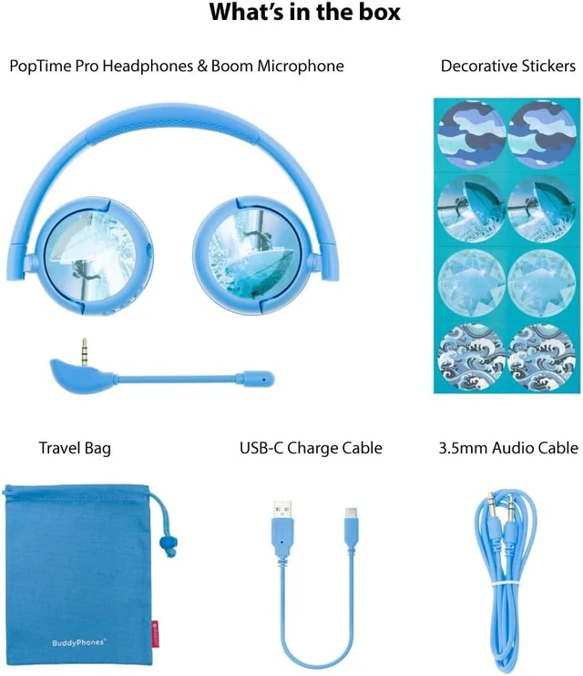 Alt view image 7 of 7 - Made for Amazon Bluetooth Kids Headphones with Boom Microphone