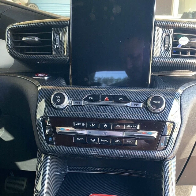 Alt view image 3 of 7 - Carbon Fiber Color Center Dash Radio Audio Control Panel Automatic Climate AC Heater Temperature Control Cover Trim Fit for Ford Explorer 2020 2021 2022 2023
