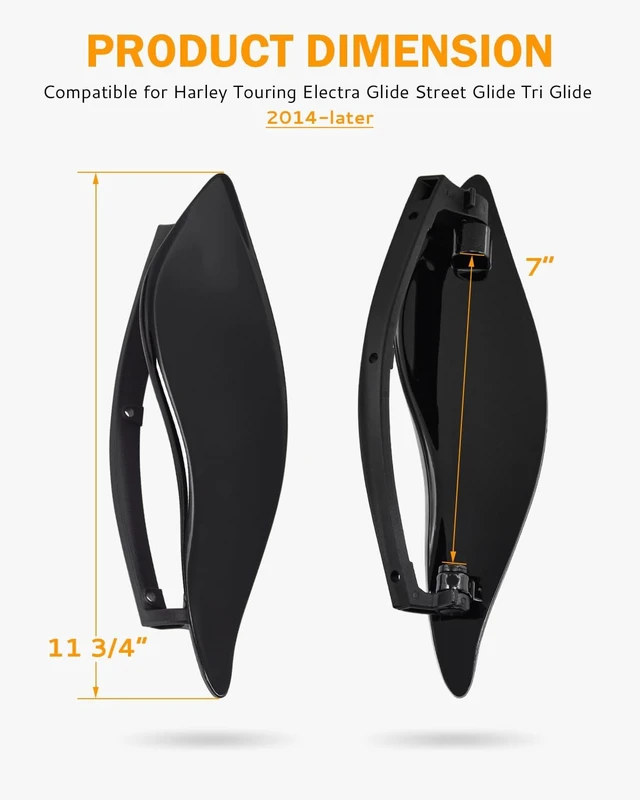 Alt view image 2 of 7 - Side Wings Air Deflectors, Fairing Side Wing Windshield, Black Adjustable Wind Deflectors Compatible for 2014-2024 Harley Electra Glide Street Glide Tri Glide Ultra Limited Fairing Side Shield