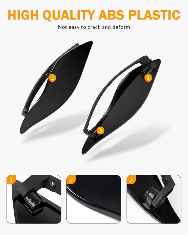 Alt view image 3 of 7 - Side Wings Air Deflectors, Fairing Side Wing Windshield, Black Adjustable Wind Deflectors Compatible for 2014-2024 Harley Electra Glide Street Glide Tri Glide Ultra Limited Fairing Side Shield