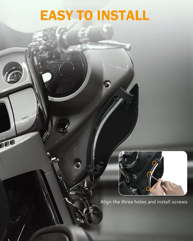 Alt view image 7 of 7 - Side Wings Air Deflectors, Fairing Side Wing Windshield, Black Adjustable Wind Deflectors Compatible for 2014-2024 Harley Electra Glide Street Glide Tri Glide Ultra Limited Fairing Side Shield