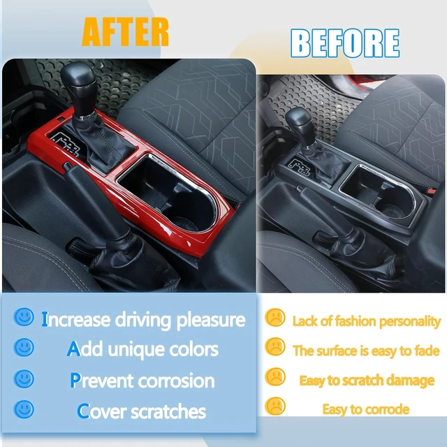 Alt view image 2 of 7 - Center Console Gear Panle Frame Cover Trim Compatible with Toyota Tacoma 2016-2023,Car Gears Shift Panle Cup Holder Protective Trim Frame Car Accessories(red)