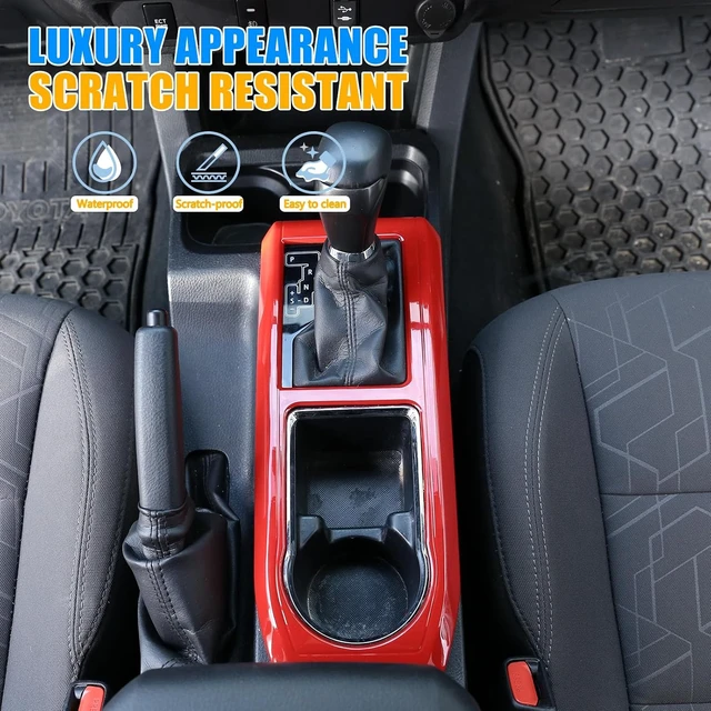 Alt view image 3 of 7 - Center Console Gear Panle Frame Cover Trim Compatible with Toyota Tacoma 2016-2023,Car Gears Shift Panle Cup Holder Protective Trim Frame Car Accessories(red)
