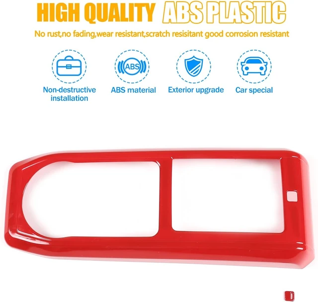 Alt view image 4 of 7 - Center Console Gear Panle Frame Cover Trim Compatible with Toyota Tacoma 2016-2023,Car Gears Shift Panle Cup Holder Protective Trim Frame Car Accessories(red)