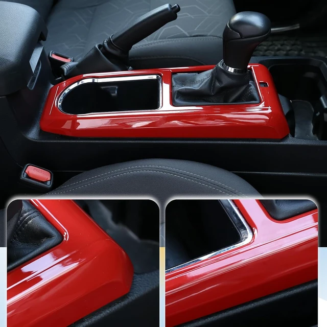 Alt view image 5 of 7 - Center Console Gear Panle Frame Cover Trim Compatible with Toyota Tacoma 2016-2023,Car Gears Shift Panle Cup Holder Protective Trim Frame Car Accessories(red)
