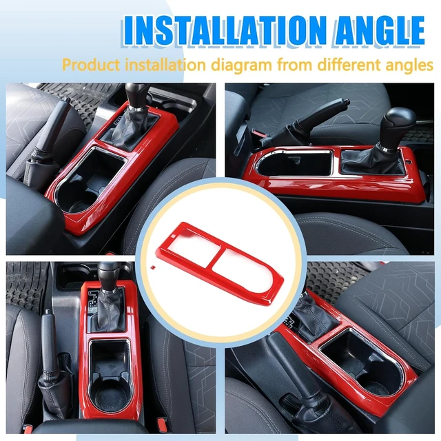 Alt view image 7 of 7 - Center Console Gear Panle Frame Cover Trim Compatible with Toyota Tacoma 2016-2023,Car Gears Shift Panle Cup Holder Protective Trim Frame Car Accessories(red)