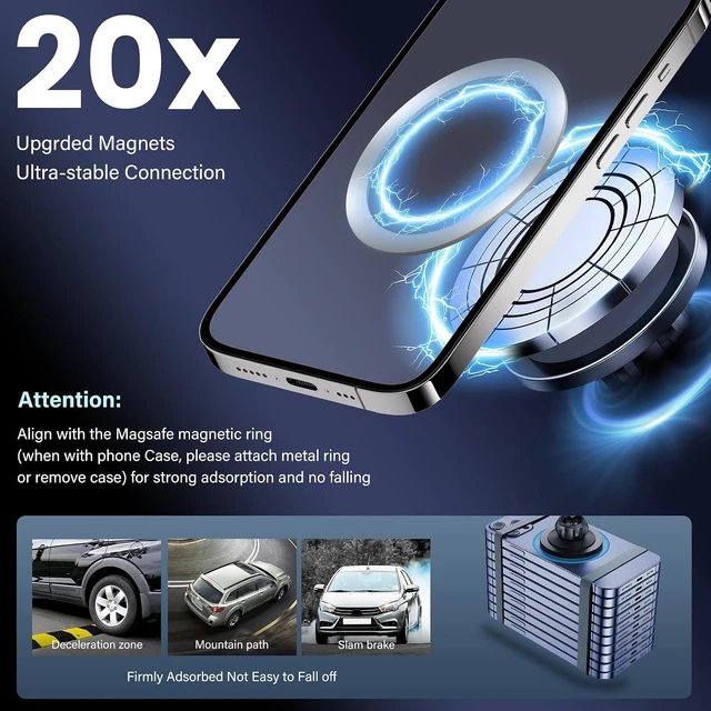 Alt view image 4 of 7 - Magnetic Car Phone Holder W/Center Console Organizer-Compatible with Honda Odyssey 2018-2024 Accessories Screen Fixed Clip,360°Rotation Phones mount Stand Compatible with MagSafe,(Not Fit 5 inch )