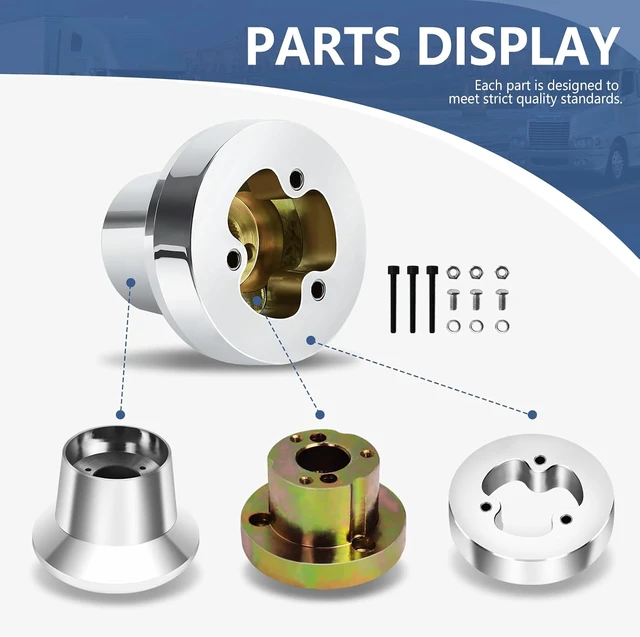 Alt view image 4 of 6 - Steering Wheel Adapter 3-Hole Truck Steering Wheel Adapter for Freightliner 1989-2006 Models