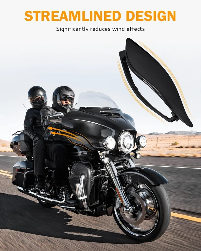 Alt view image 5 of 7 - Side Wings Air Deflectors, Fairing Side Wing Windshield, Black Adjustable Wind Deflectors Compatible for 2014-2024 Harley Electra Glide Street Glide Tri Glide Ultra Limited Fairing Side Shield