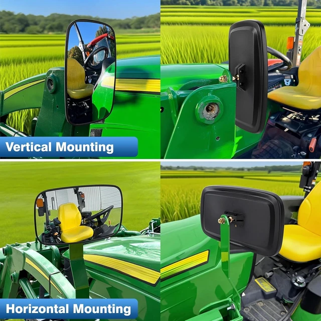 Alt view image 6 of 7 - Universal Tractor Mirrors, Forklift Rearview Mirror, Truck Mirrors Compatible With Farm Excavator, Dump Truck, Lorry, Car, Trailer, RV, Motorhome, Plow, Rear View Mirror 5.3x9inch (2Pcs)