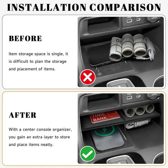 Alt view image 3 of 7 - 4PCS Center Console Organizer Compatible with Honda 2023-2025 2026 Pilot & 2026 Passport Accessories Armrest Divider Hidden Storage Box Organizer Divider Compartment Tray