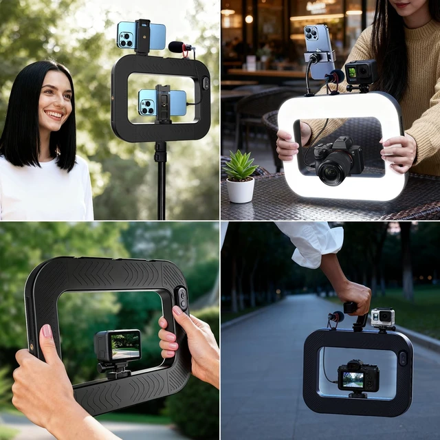Alt view image 5 of 6 - Cell Phone Light for Video Recording, Handheld Phone Stabilizer with Light, 8000mAh LED Selfie Phones Ring Light with Phones Holder, Smartphone Video Rig for Camera, Action Camera, Vlog, TikTok