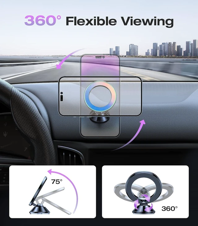 Alt view image 4 of 7 - Ultra Mini for MagSafe Car Mount Magnetic Phone Holder for Dash