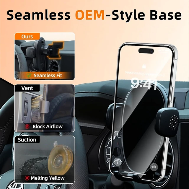 Alt view image 2 of 7 - Phone Mount for Toyota Tacoma (2016-2023, 3rd Gen), 360° Adjustable Dashboard Phone Holder, Hands Free Car Smartphone Mount for iPhone, Google & Android, 2020 2021 Toyota Tacoma Interior Accessories